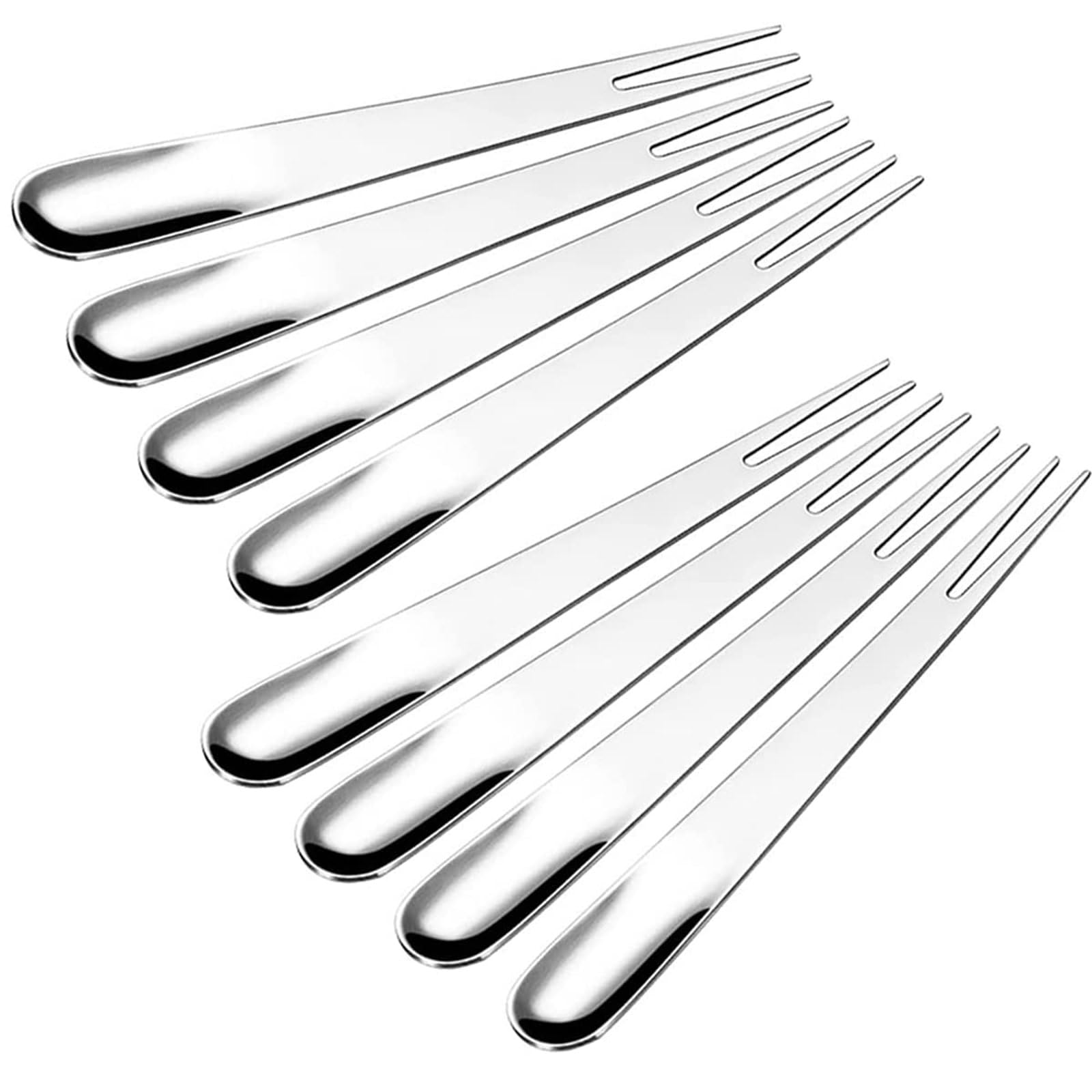 10-Pack Stainless Steel Crab Forks, 2-in-1 Spoon & Fork, Escargot Tasting Forks, 2-Prong Appetizer Forks for Cocktails Salads