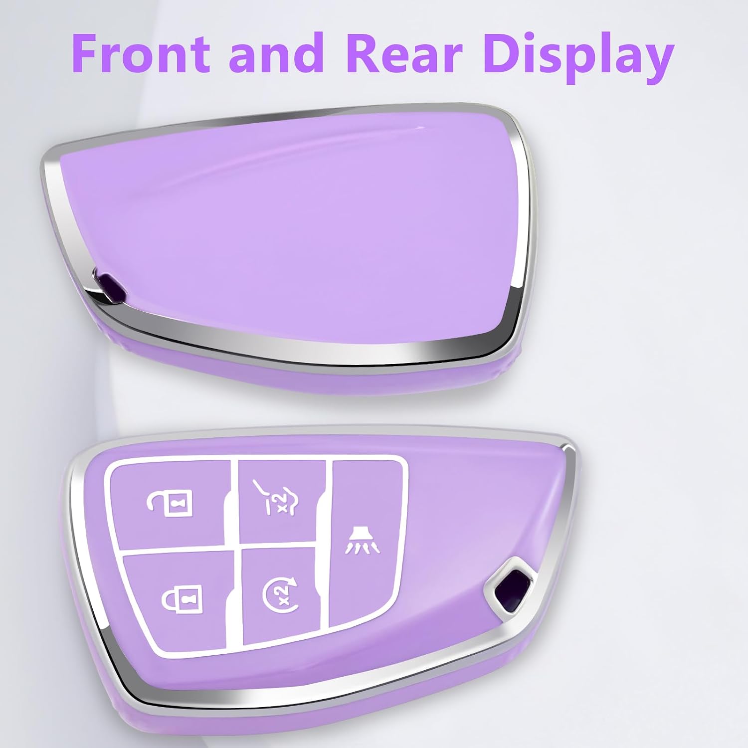 XIYANG TRADE for Chevy Key Fob Cover with Keychain,Key Case Shell TPU Protection Compatible with Chevy Traverse Equinox GMC Silverado Sierra Tahoe Suburban Yukon Denali Terrain Buick Envision（Purple