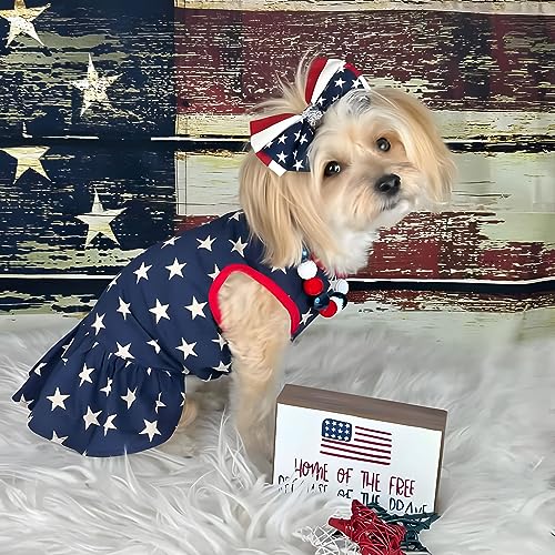 Fitwarm 2-Pack 4Th Of July Dog Tulle Dress, 100% Cotton Patriotic Dog Clothes For Small Dogs Girl, Pet Cat Outfit, Red White And Blue, Small #TOP2