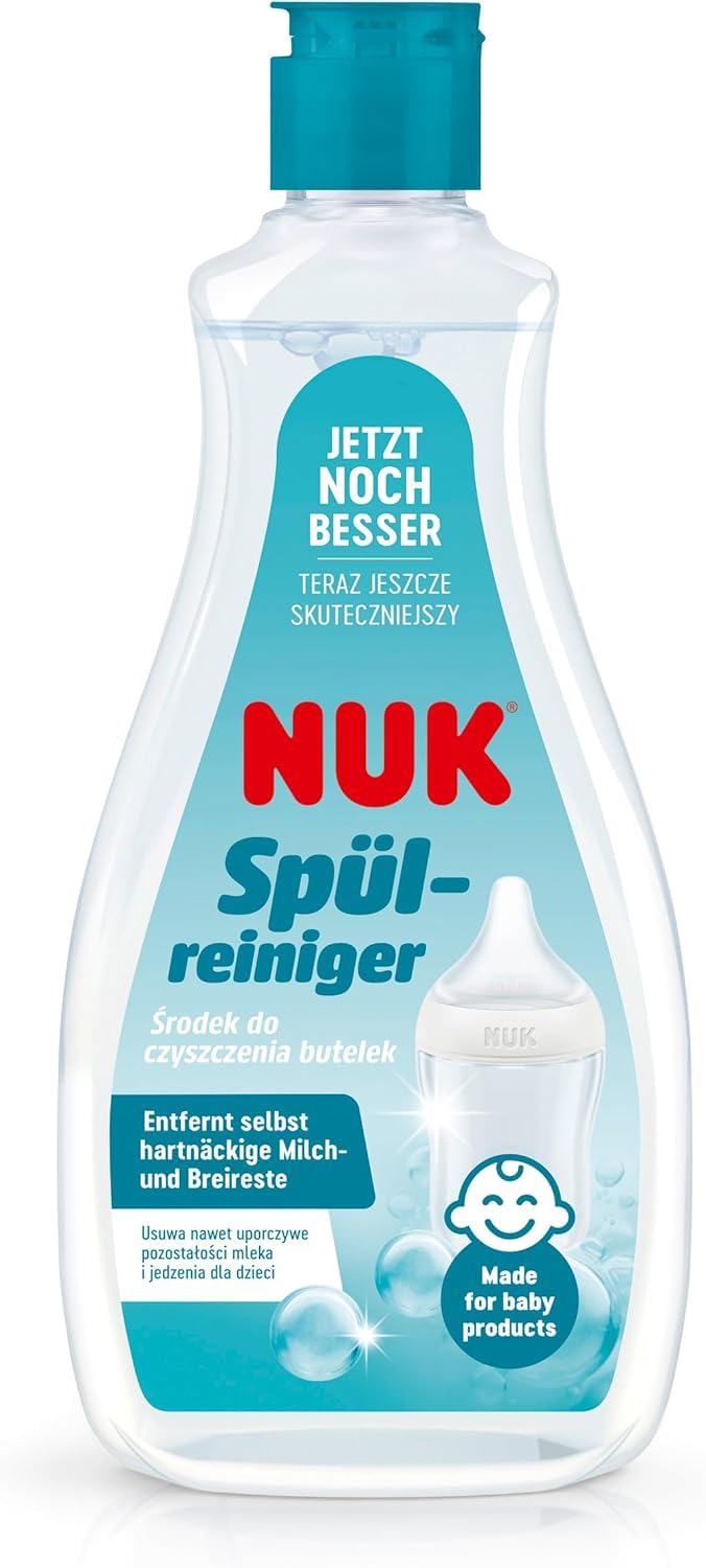 NUK Reinigungsset zur gründlichen Reinigung von Babyflaschen, Saugern & mehr | Micro Express Plus Mikrowellen Sterilisator & Spülreiniger 500 ml & 2in1 Flaschenbürste & MultiDry Trockenständer