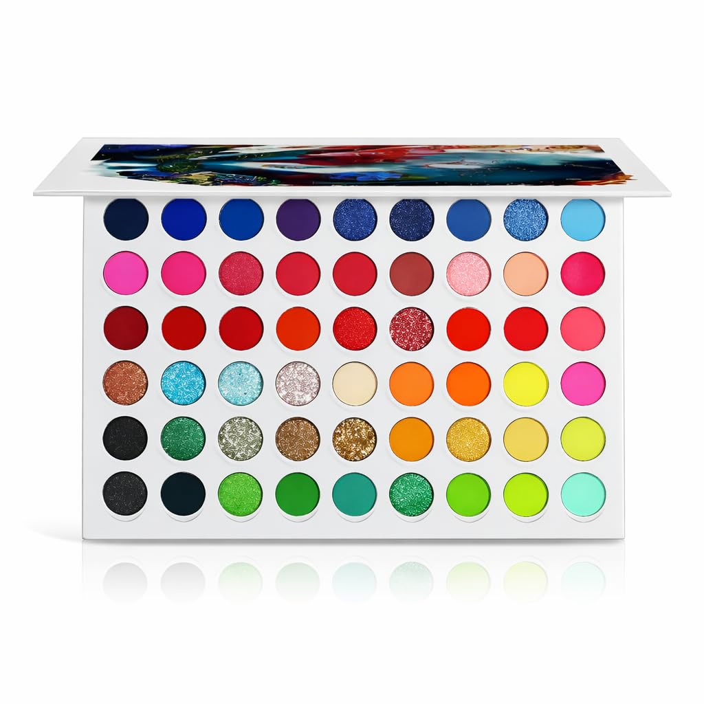 Colorful Eyeshadow Palette Professional 54 Color Board Bright Neon Glitter Makeup Pallet-image-3