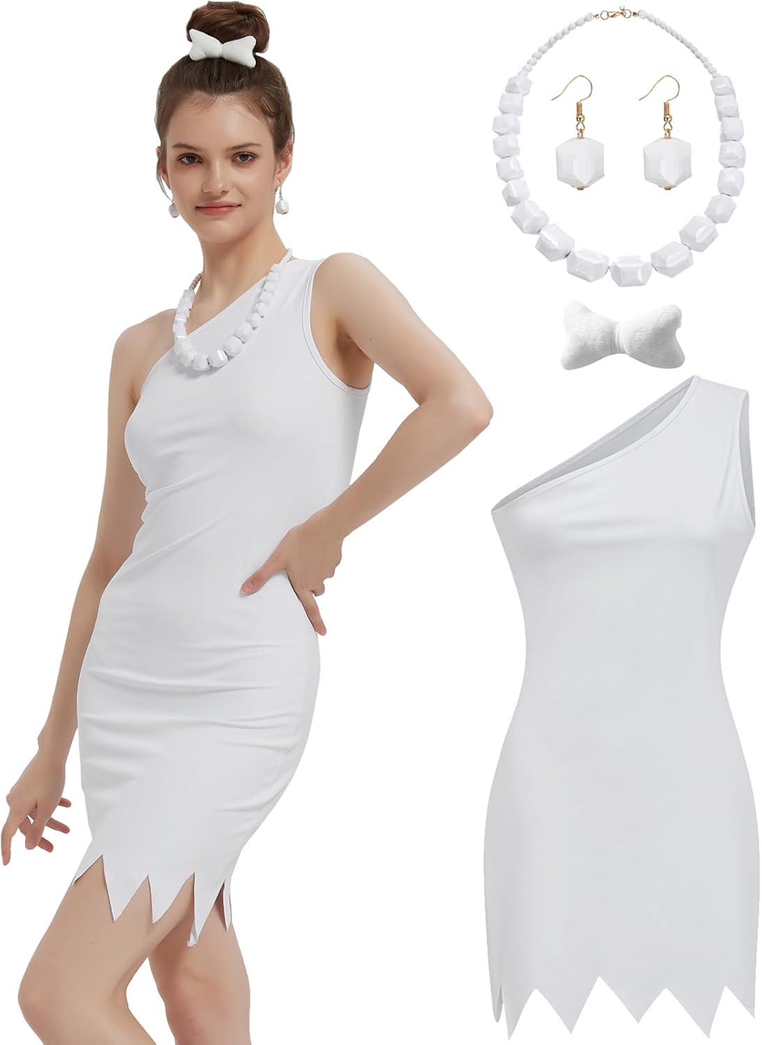 KaKaxi Sexy Halloween Costumes for Women Cave Caveman Costume Adult Couples Family Dress with Necklace Accessories Small