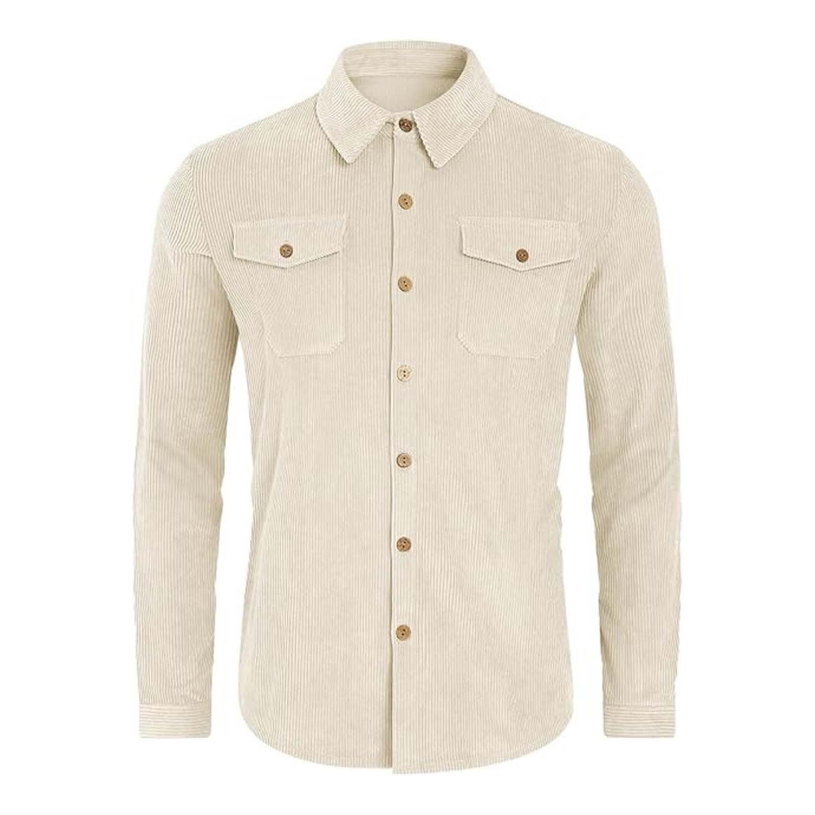 Camicia in velluto a coste da uomo, a maniche lunghe, casual, tinta unita, stile vintage, da uomo, per il tempo libero, leggera, per le mezze stagioni, comoda e morbida