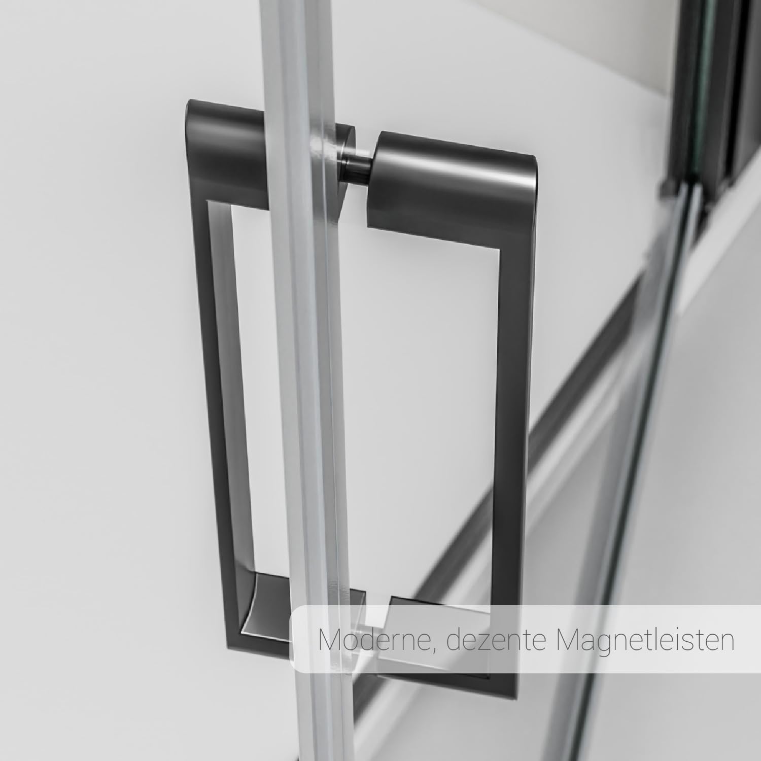 Bernstein Duschkabine EX416S 90 x 90 cm – ohne Duschtasse – ESG Echtglas, schwarzer Rahmen, Eckdusche mit Hebe-Senk-Mechanismus