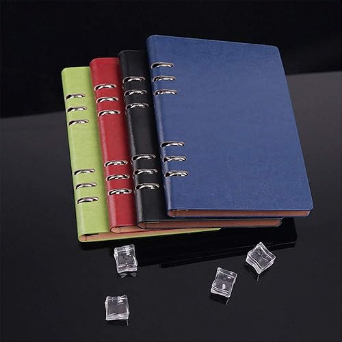 Miniatura 2 de A5 - Cuaderno clásico recargable de cuero con 6 agujeros, organizador personal, reutilizable, multifuncional, verde oscuro