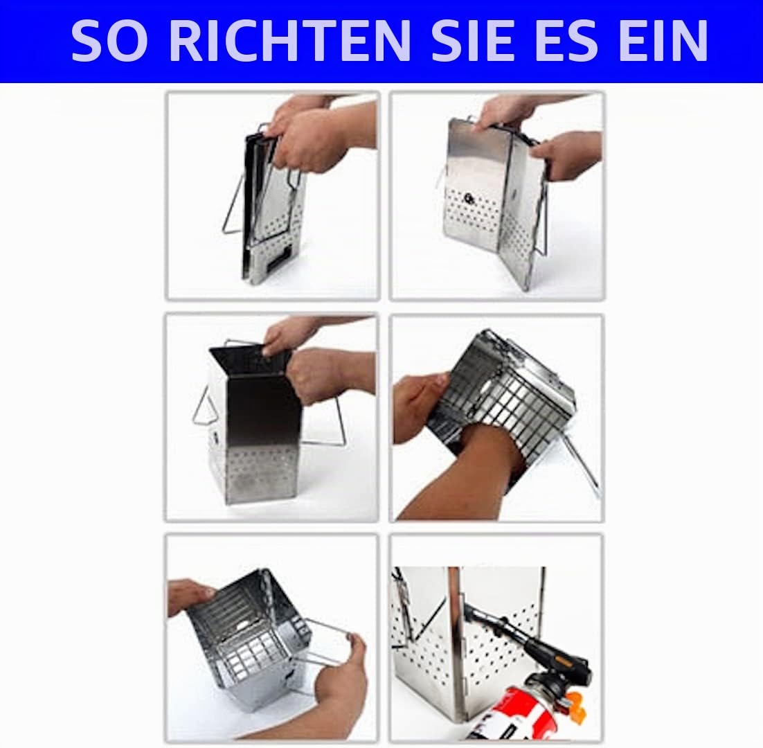 camping moon Tragbarer Holzkohle-Kaminanzünder aus Edelstahl MT-18
