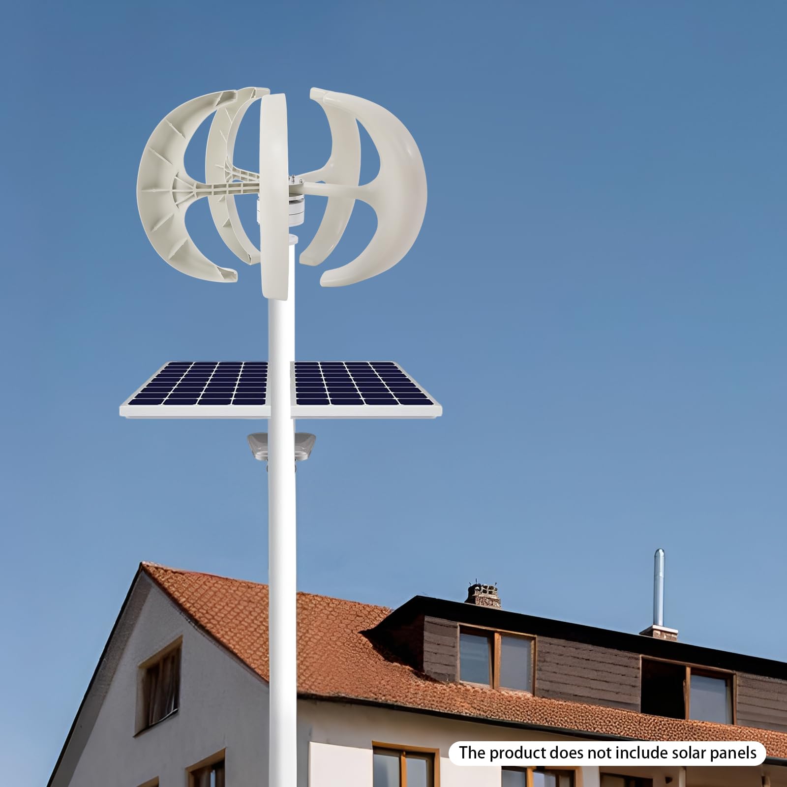 Vertikaler Windgenerator 600W 12V Mit PMG, Windkraftanlage 5 Blätter Nylonfaser, Laternenform Niedrige Anlaufwindgeschwindigkeit, Für Haus Boot Straßenlaterne, Weiß