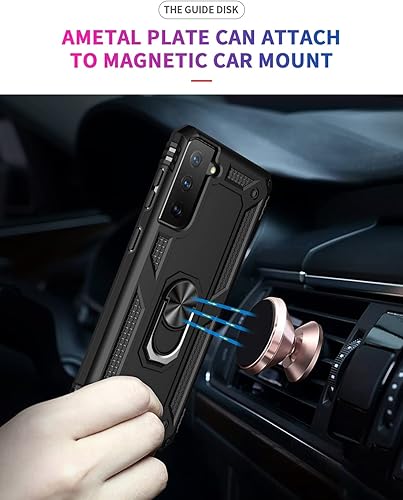 Miniatura 6 de Funda para Galaxy S21 Plus 5GS21+ SM-G996U con protector de pantalla de vidrio templado, grado militar magnético para Samsung Galaxy S21 Plus (rojo)