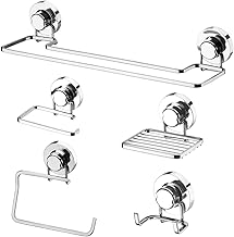 Kit 5 Acessórios para Banheiro Suportes Saboneteira Toalheiro Papeleira Gancho com Ventosa Cromado