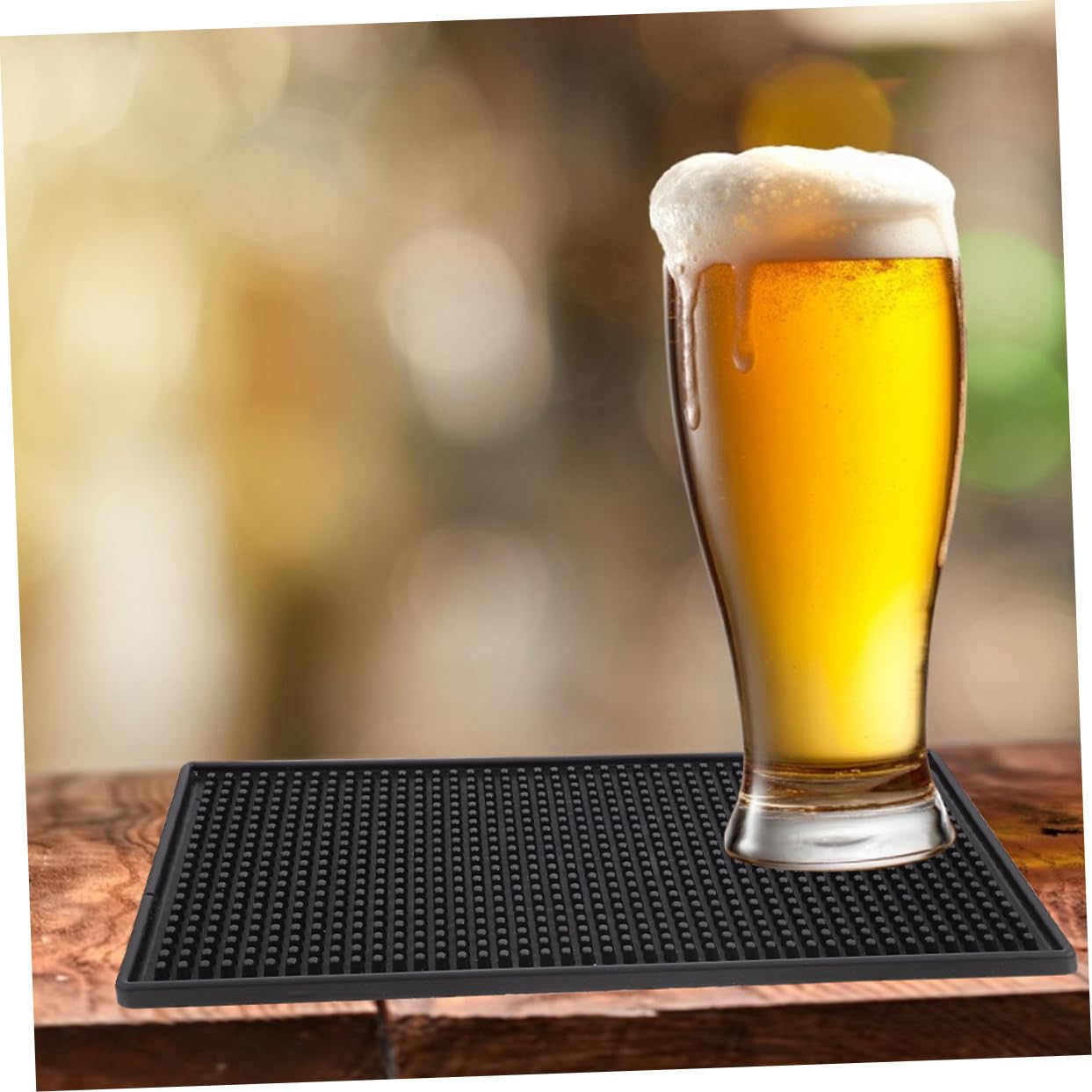 Tappetino da Bar Rettangolare in Pvc Nero, 2 Pezzi | Silicone e Pvc, Resistente All’usura e Facile da Pulire, Uso Domestico e Regalo Inaugurazione Casa