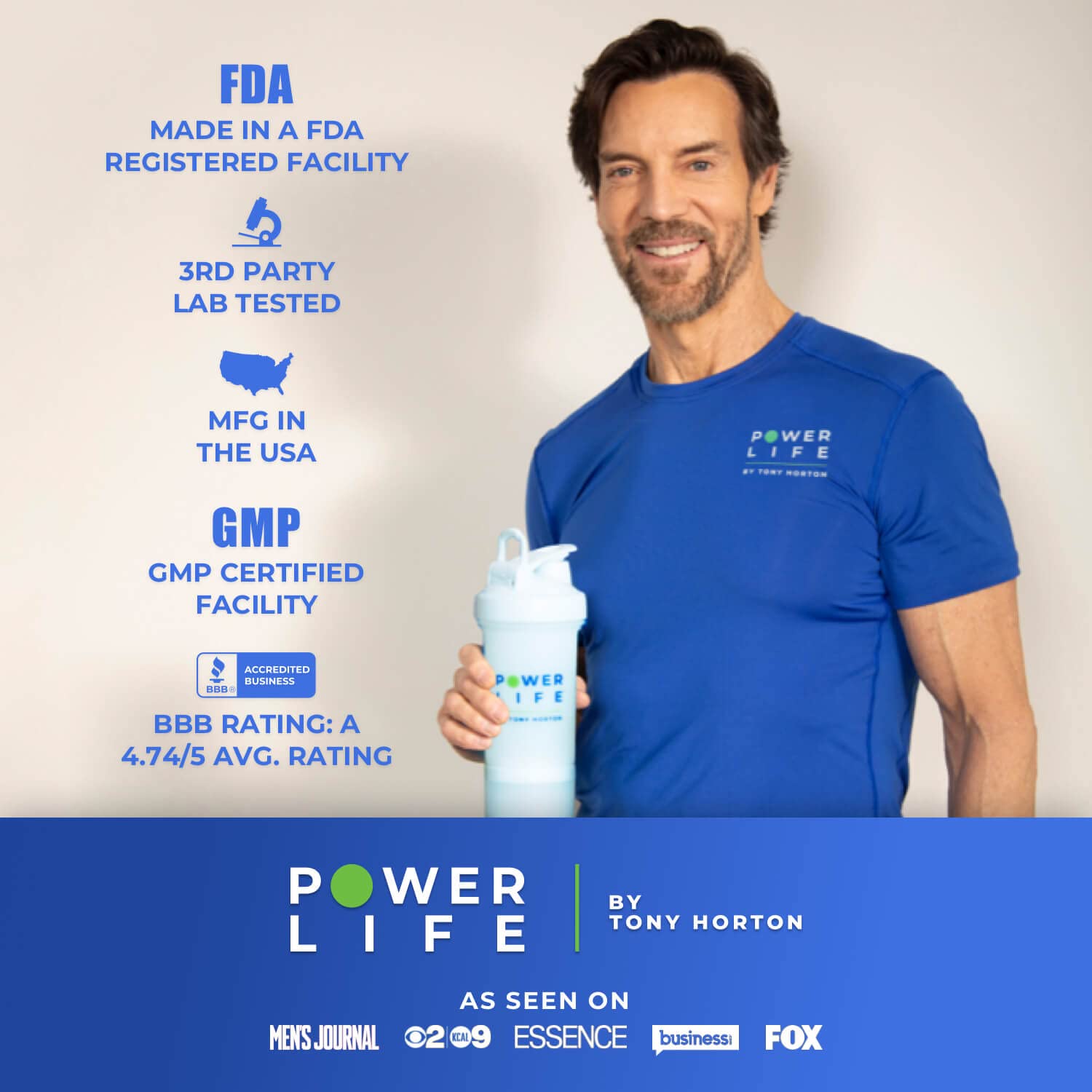 Tony Horton PowerLife High Impact Plant Protein Powder with 3000 MG of