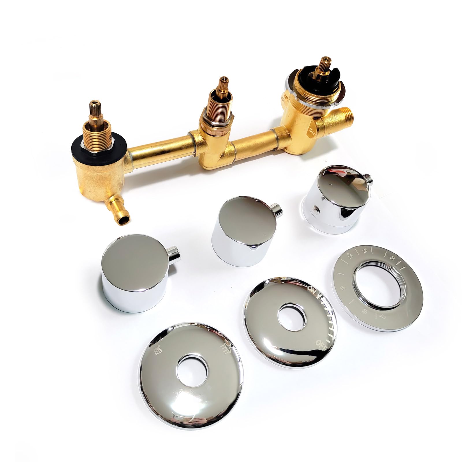 Kit de válvula mezcladora de ducha de latón de 2 vías, grifo de control de 3 vías, desviador G1/2 pulgadas para grifo mezclador de ducha de baño con diámetro central de 10 cm