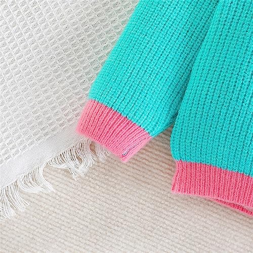 Kids Girls Knit Pullover Sweater Toddler Long Sleeve Crew Neck Contrast Casual Blouse Tees Fall Warmth Comfy Tops4