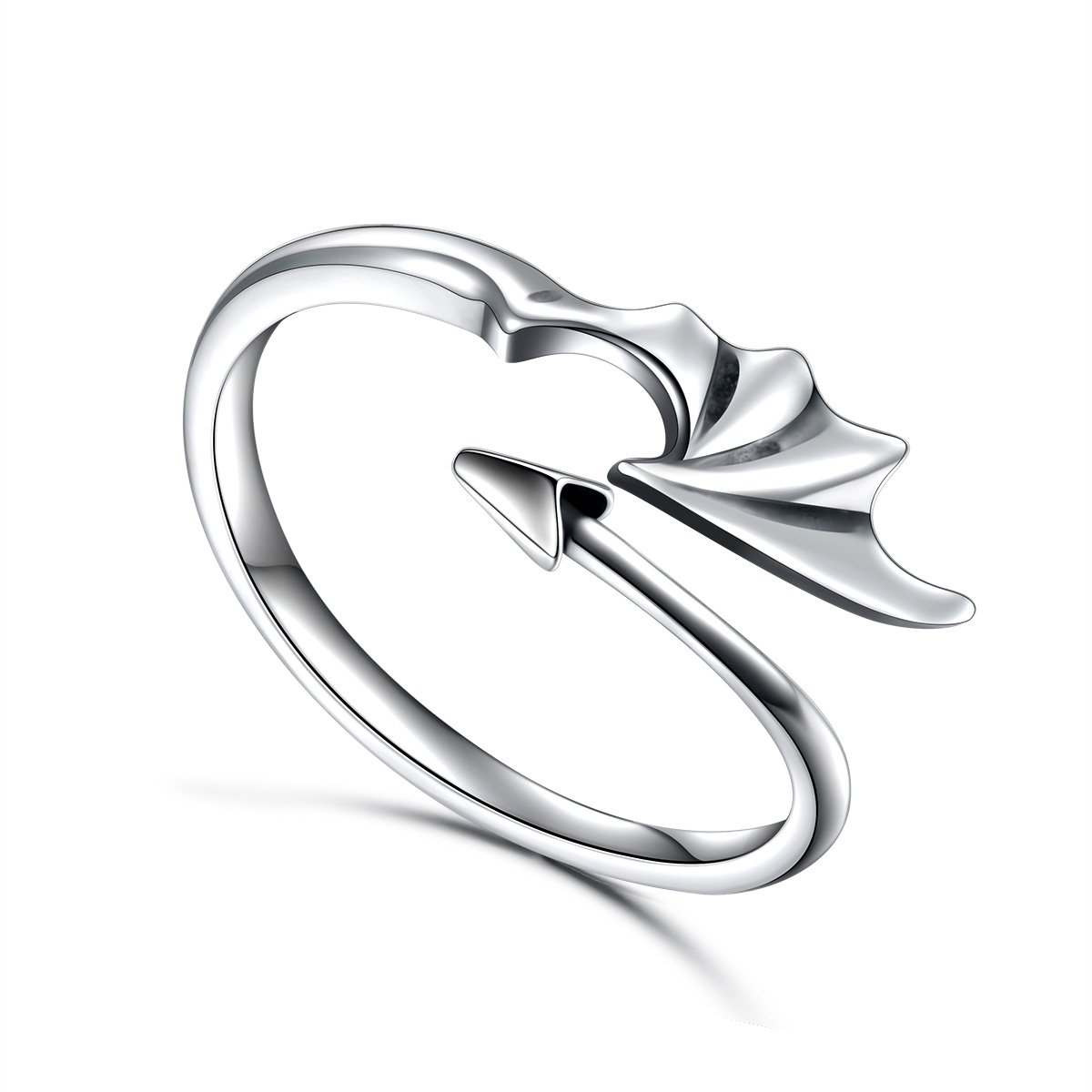 Sterling Silver Dragon Ring Devil Tail Arrows Adjustable Ring,Size 6-8