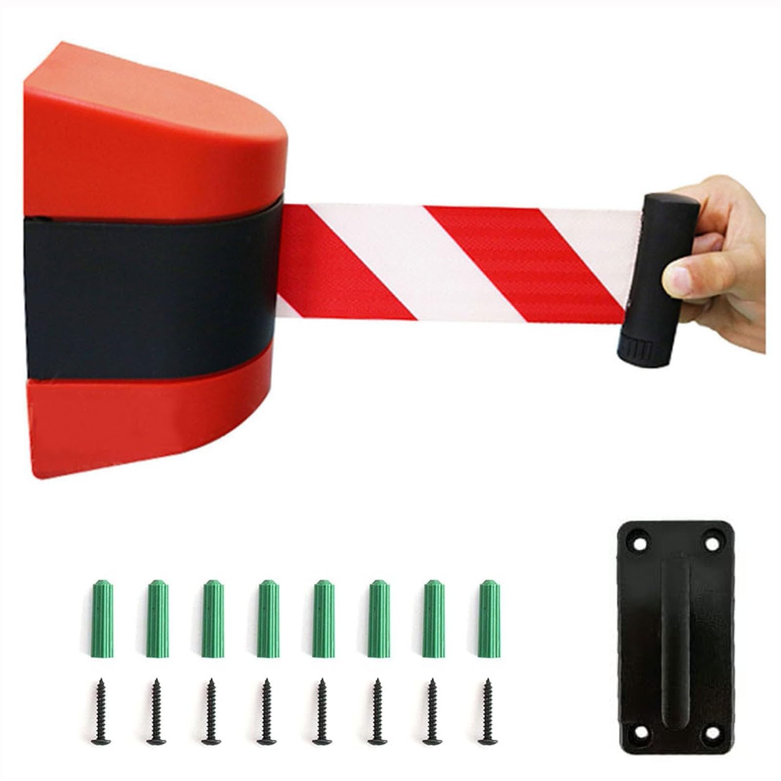 CAIFEXUE Red Retractable Belt Barrier, with Mounting Accessories,2/3/5/10M Wall Mount Safety Cordon Barrier,Queuing Safety Tape Cordon, Airports, Banks, School/a/5M/16.4Ft