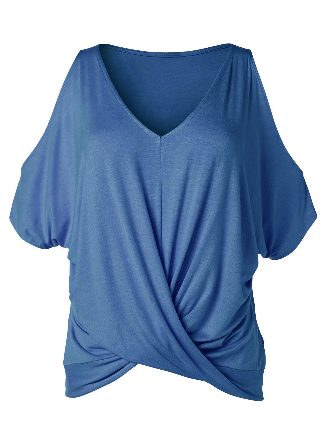 LEIYEE Top estivo da donna con spalle scoperte a maniche corte con nodo a V e scollo a V
