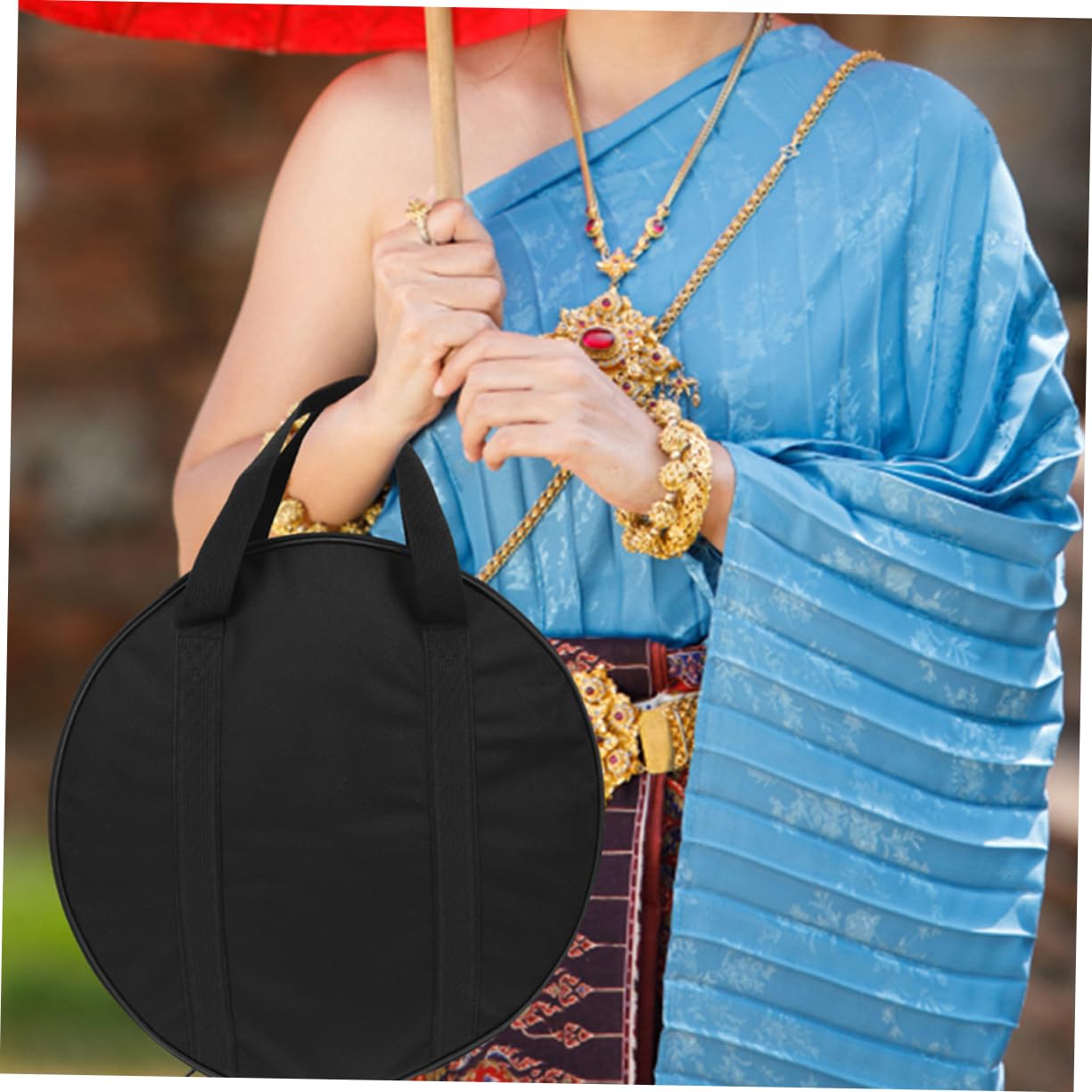 Abaodam 2 Piezas Bolsa para Gong Oxford Negro Asa de Transporte Bolsa de Almacenamiento para Instrumentos para Platillos