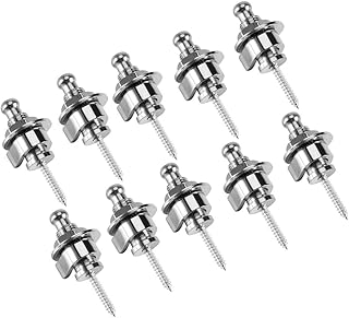 Tomotato 10Pcs Guitar Strap Locks Metal Strap Buttons Guitar Antiâ€‘Skid Button Security Strap Lock End Pins for Acoustic Electric Bass Guitar(Silver)