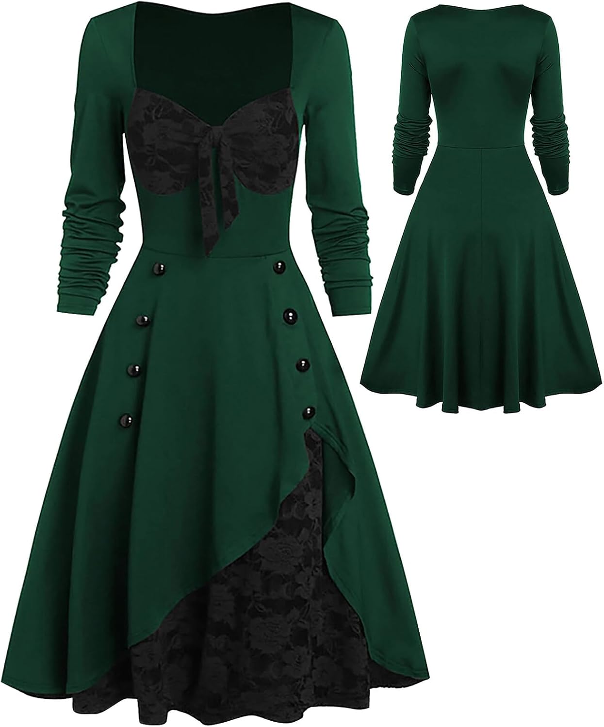 SEAUR Medieval Dress Women Steampunk Black Gothic