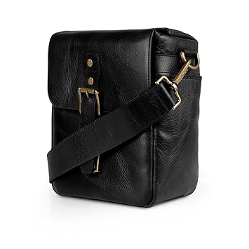 Megagear Genuine Leather Camera Messenger Bag for Mirrorless, Instant and DSLR, Black (MG1328)