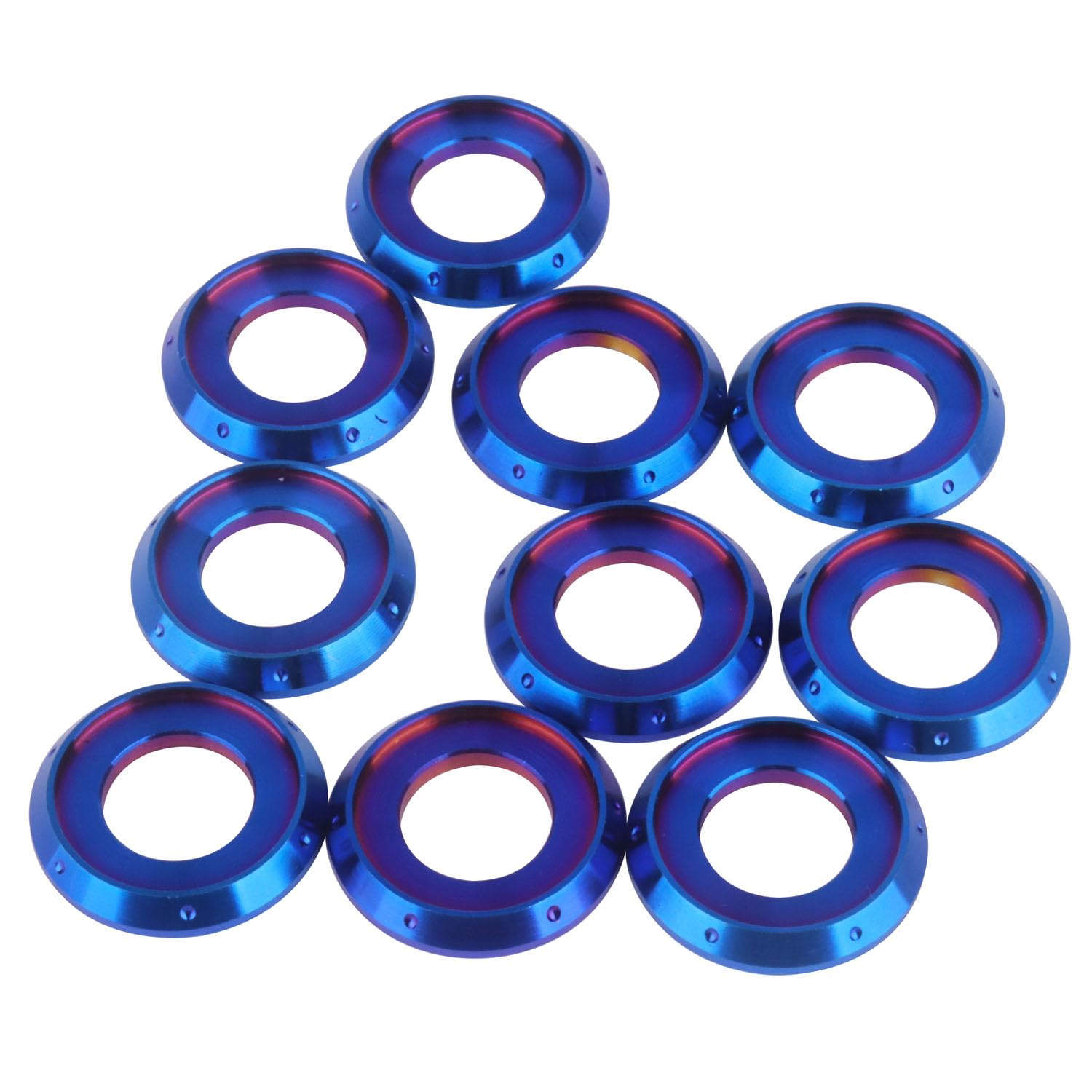 10Pcs Titanium Flange Washer M5 M6 M8 M10 Spacer Washer for Motorcycle Car (Burnt Blue, M10)