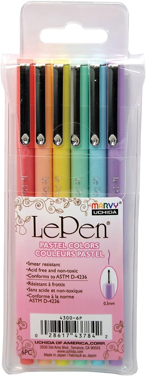 Marvy Uchida 4300-6P Le Pastel Pen Set, Multicolor