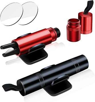 2 Pack 2-in-1 Car Safety Hammer Window Glass Breaker, Tungsten Steel Emergency Hammer for Car, Quick Emergency Window Breaker with Seat Belt Cutter for All Vehicles, Emergency Car Tool Red & Black