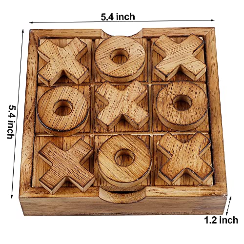 Glintoper JZ-DK Tic Tac Toe & 4 In A Row Table Games Set - Rustic Decor Wood Strategy Board Games thumb #1
