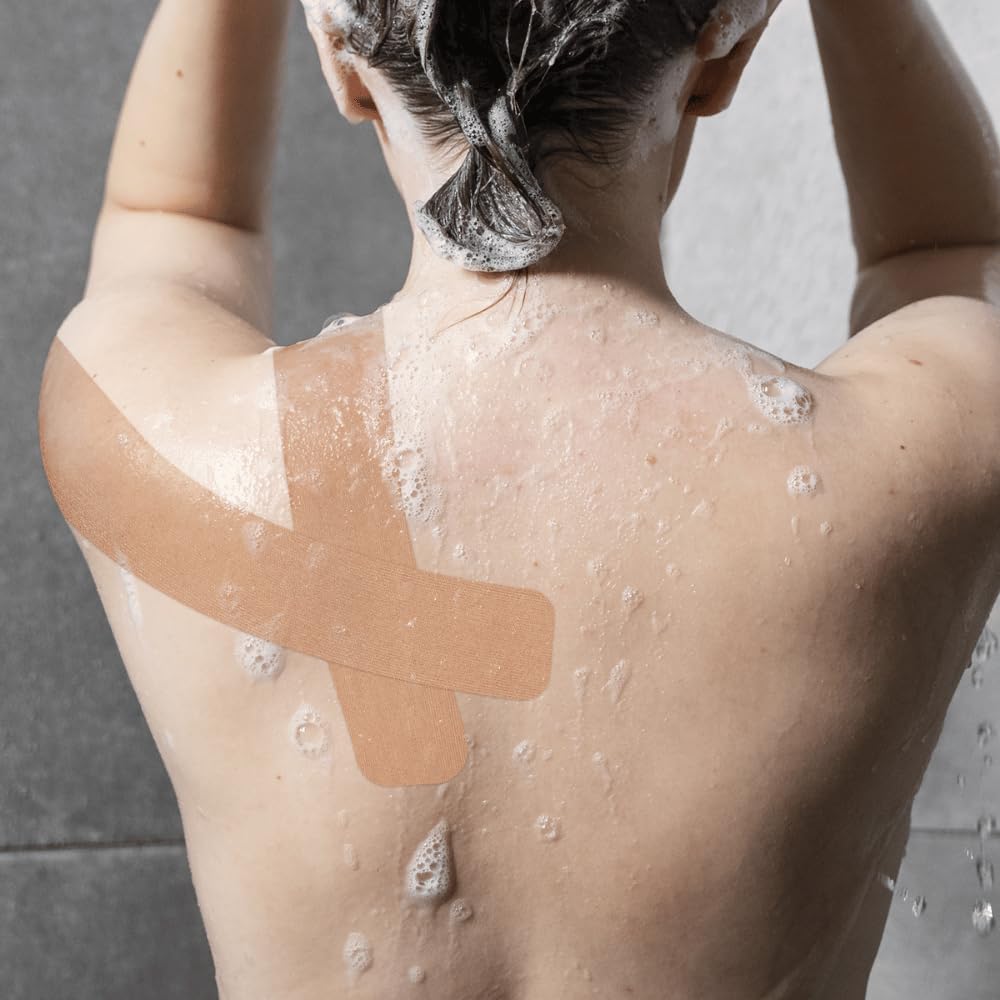 CureTape Sport | Taśma kinezjologiczna do bólu mięśni i stawów, elastyczna taśma terapeutyczna, wodoodporna taśma sportowa, medyczna taśma K, 30% silniejsza przyczepność, beżowa, 5 x 40 m, 1 szt