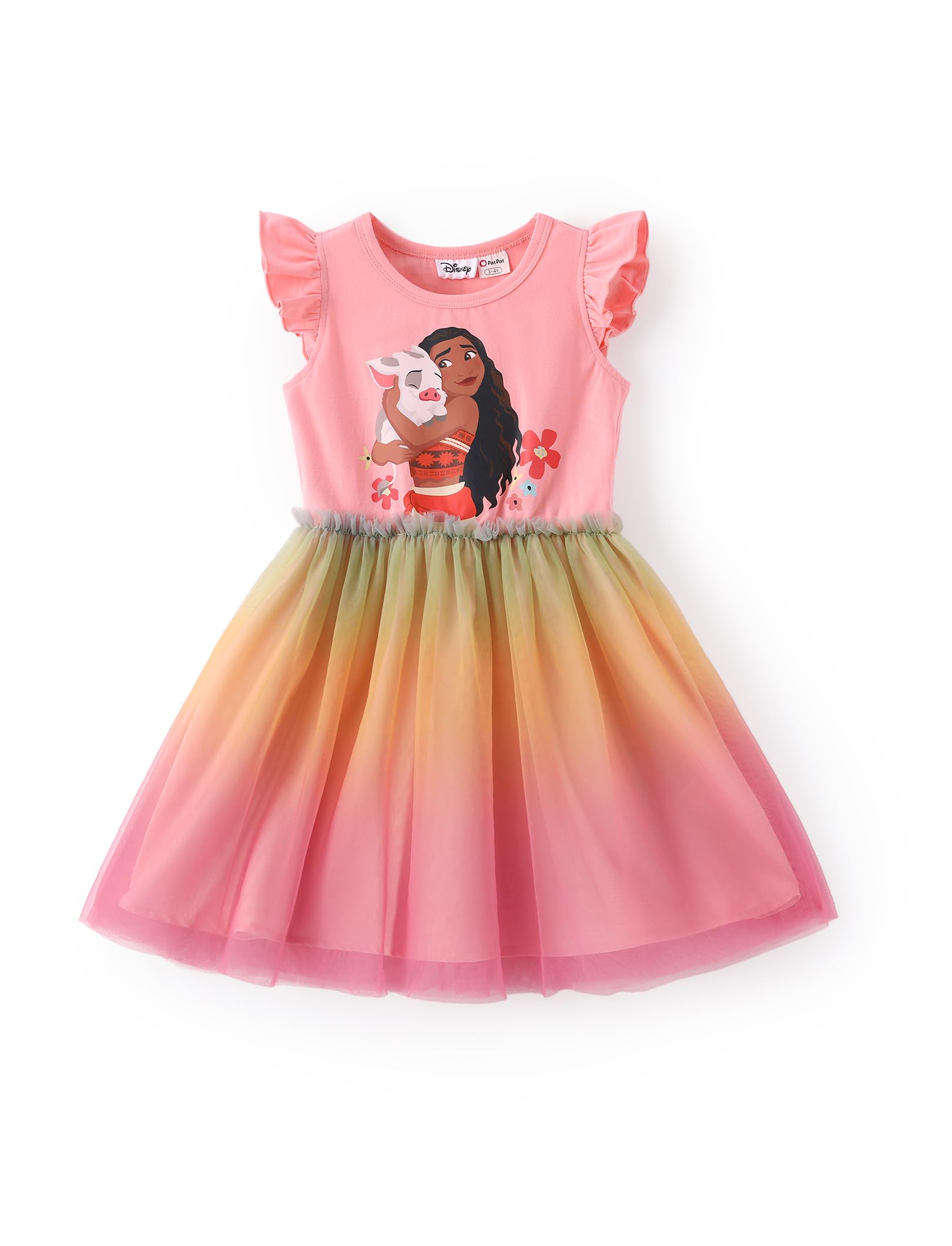 Disney Princess Frozen Elsa Minnie Stitch Toddler Girl Tulle Tutu Dress Ruffle Sleeve Mesh Summer Birthday Party Clothes 2-9Y