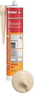 fischer Premium-Bausilikon, geruchsarmes Silikon, wetterfeste Dichtmasse für Innen & Außen, Kartusche für zahlreiche Anwendungen und Baustoffe, Langzeitschutz vor Schimmel, 310 ml, beige
