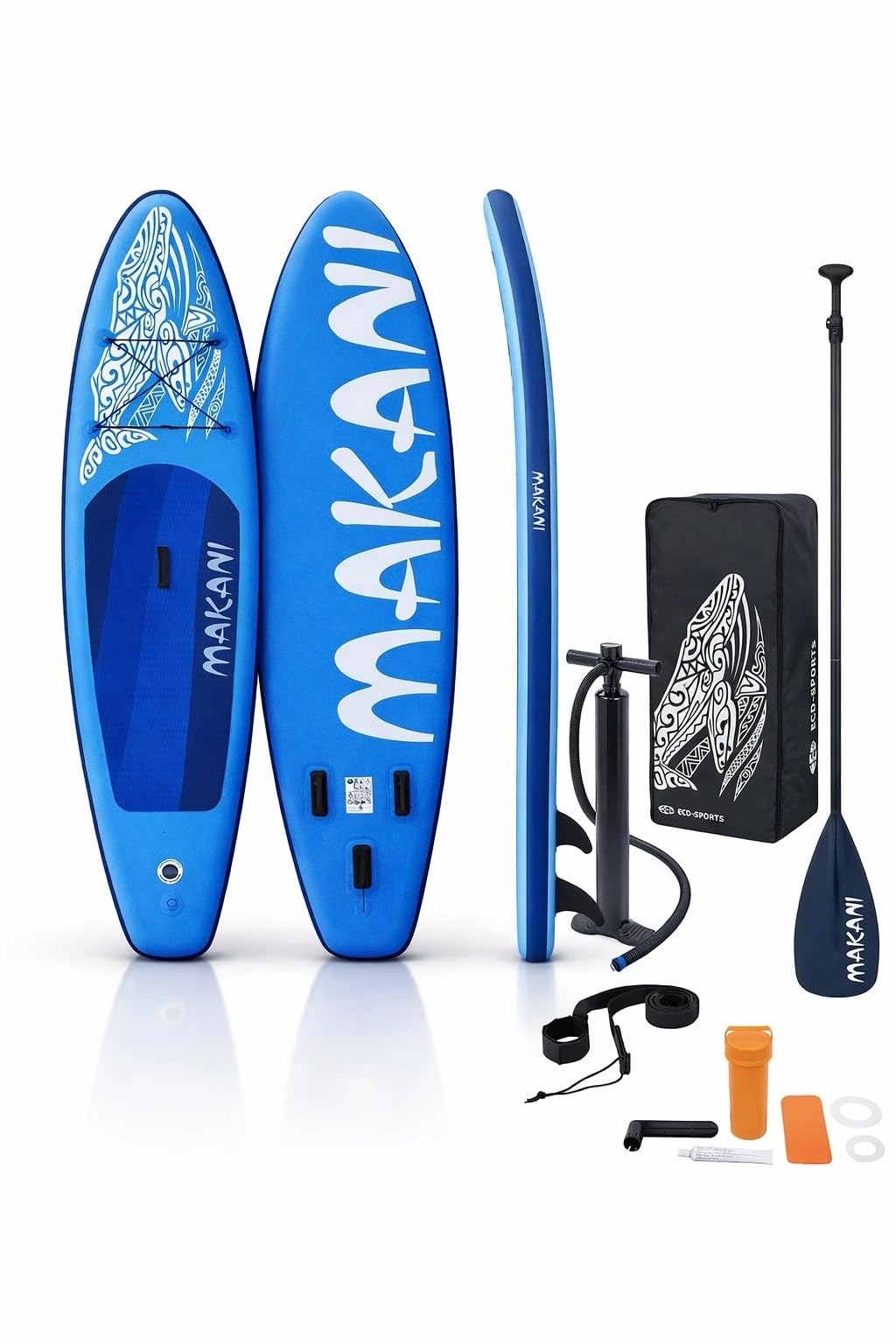 Tavola gonfiabile SUP 320 cm – Paddleboard fino a 120 kg – Stitch a 2 strati – Include pagaia in alluminio, pompa, borsa e accessori – EVA, antiscivolo, blu