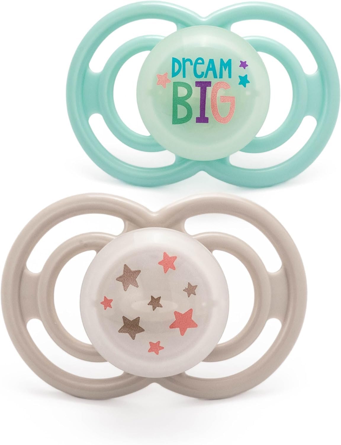 MAM Perfect Glow-in-the-Dark Dummies, 0-6M, 2 Pack, Orthodontic Design