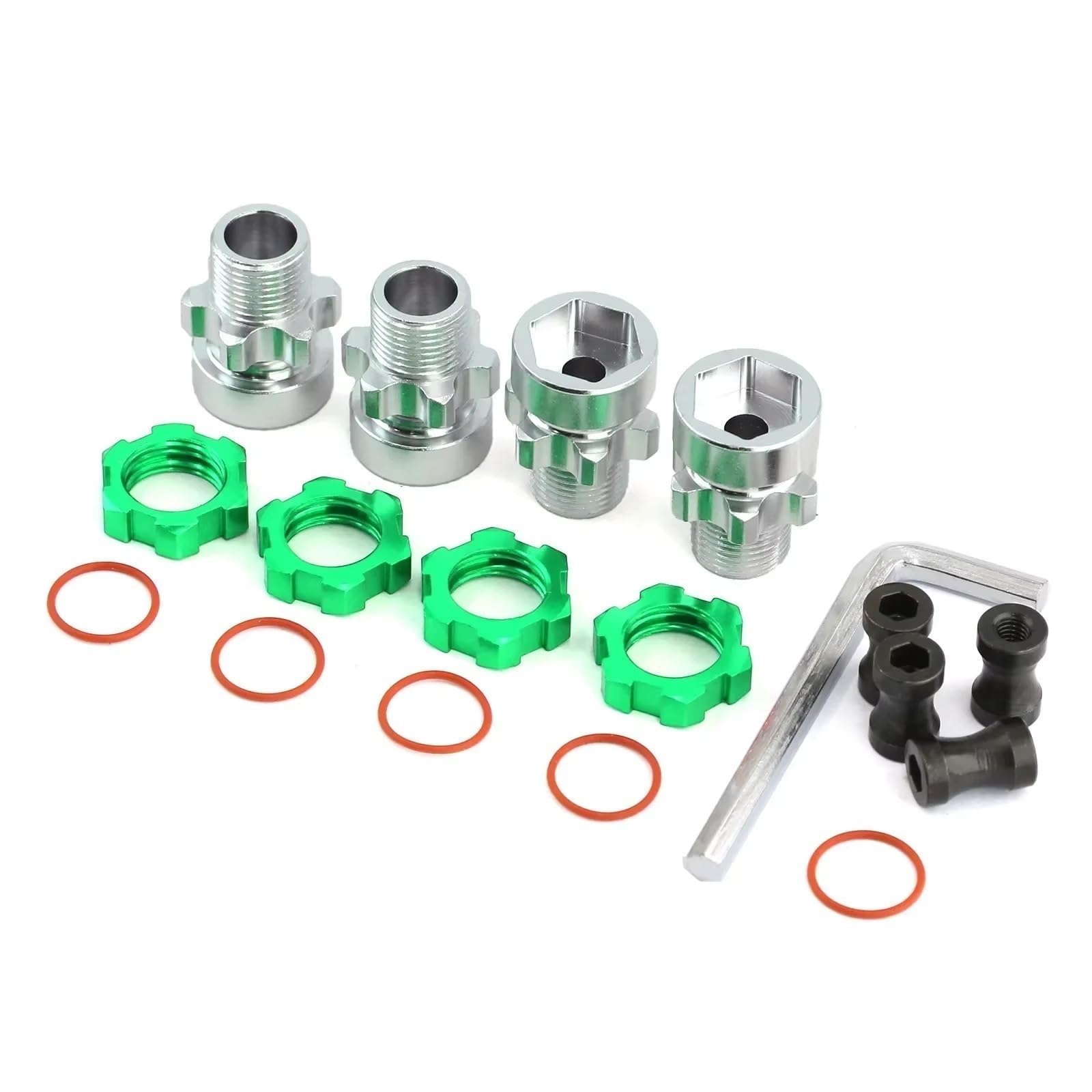 Części zamienne do Traxxas do Slash 2WD 4X4 do Rustler do matrycy 1/10 adapter do piasty koła sześciokątnego metalowego 12 mm do 17 mm części do modernizacji samochodu RC (zielony)