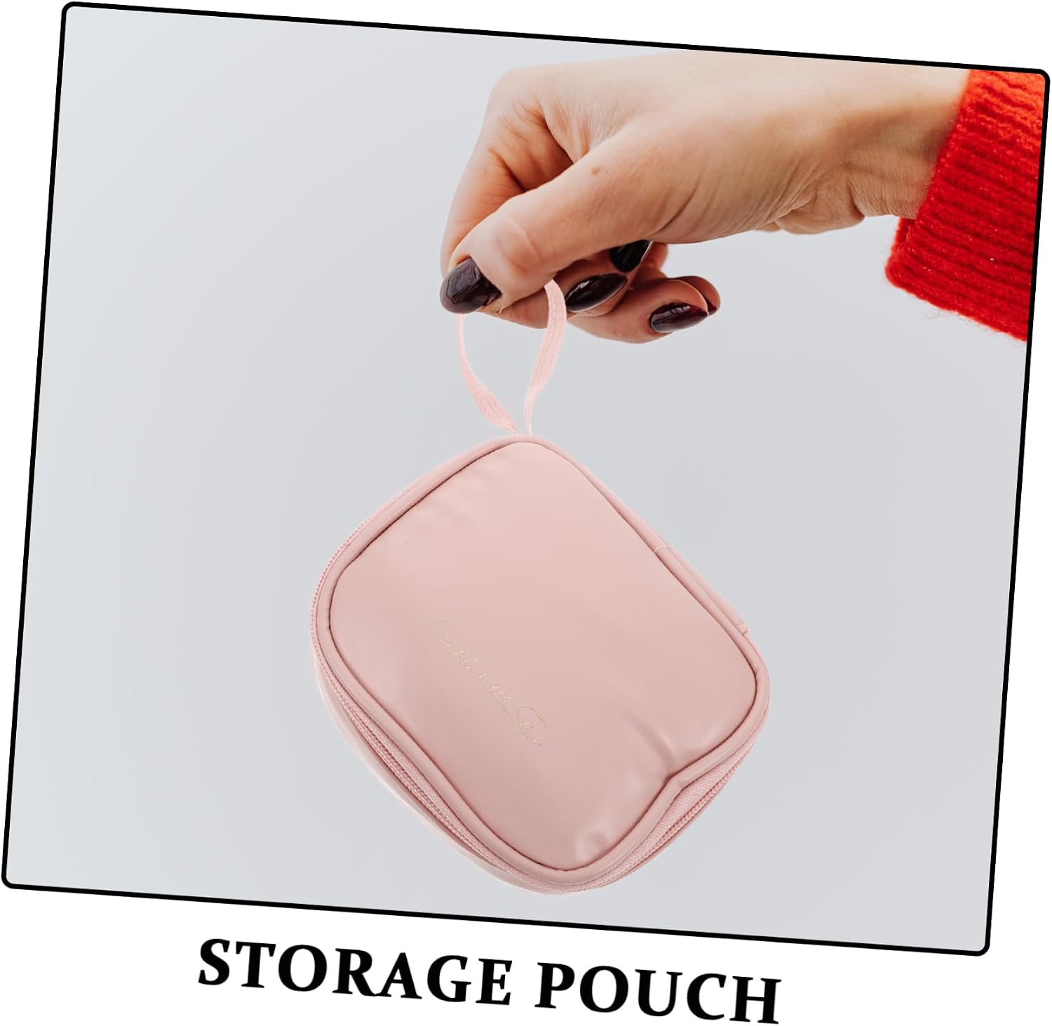 FRCOLOR High End Sanitary Napkin Storage Bag Large Capacity Zipper Pouch for Menstrual Pads Pink PU Organizer for Travel and Daily Use image 3