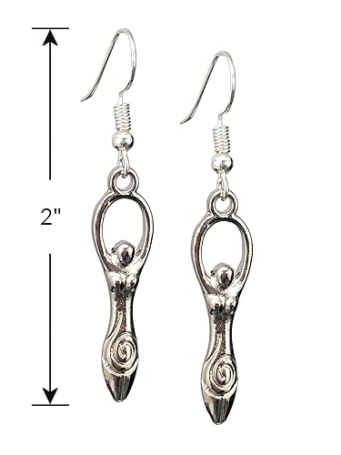 Miniatura 2 de EnCharmed Fertility Goddess Charm Earrings for Women, Handmade Antique Silver Pagan Dangle Jewelry, Symbol of Fertility and Abundance