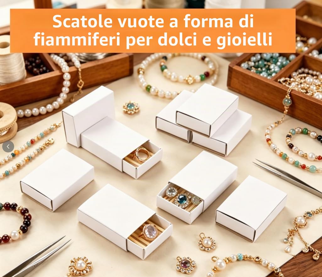 QYDMIN 200 scatole vuote fiammiferi, 5 x 3,5 x 1,5 cm, confezione regalo bianca, confezioni regalo fai da te, confezioni, regali, pittura, gioielli, snack (montaggio