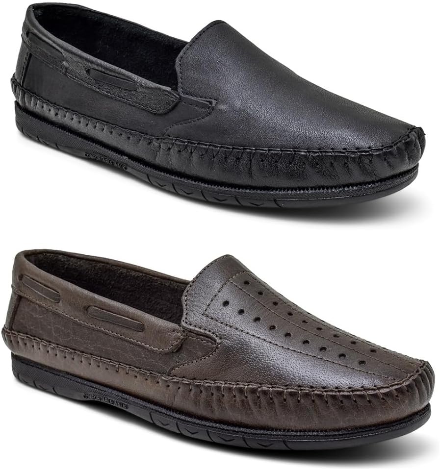 Kit 2 Pares Mocassim Masculino Em Couro Legitimo
