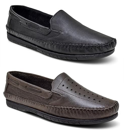 Kit 2 Pares Mocassim Masculino Em Couro Legitimo