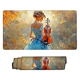 マウスパッド 大型 800 x 400 x 3mm ゲーミングマウスパッド 防水 デスクマット 滑り止めゴム底 おしゃれ キーボードパッド 快適操作性 ゴム底 洗える 耐洗い表面 耐久性 超高密度繊維 仕事 ゲーム オフィス ホーム用 男性用デスクトップアクセサリー （バイオリンの女) o-846