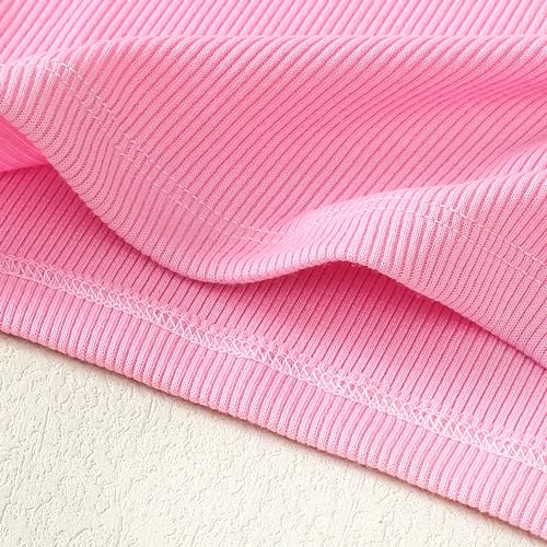 Image of OPAWO Toddler Long Sleeve Shirt Girl Ruffle Sleeve Ribbed Tops Tees Blouses | Girls shirts 2 pack, Solid color, Versatile, Super soft, Breathable, Stretchy, Gentle on skin, Fall winter clothes, 1-6 Years