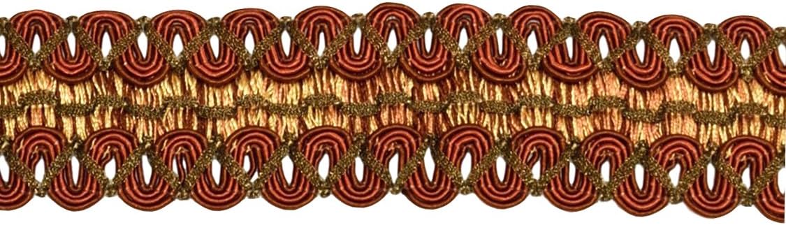 DÉCOPRO 2" (5cm) Wide Noblesse Collection Vintage Gimp Braid Trim (Style# 0200HG) Toffee Brown Multicolor #08 (Light Brown Chocolate Brown) 6 Yard Value Pack (18 ft/5.5m)