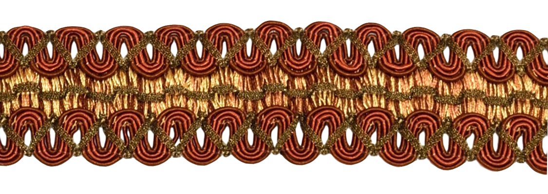 DecoPro Passamaneria Vintage 5 Cm Largo | Treccia Oro Chiaro E Marrone English Toffee 08 | Rotolo Da 5,5 Metri