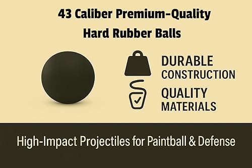 Miniatura 2 de 100 bolas de pintura Hard Rubber Balls de calibre 43, bolas de proyectiles reutilizables para pistolas de defensa doméstica y entrenamiento en .43
