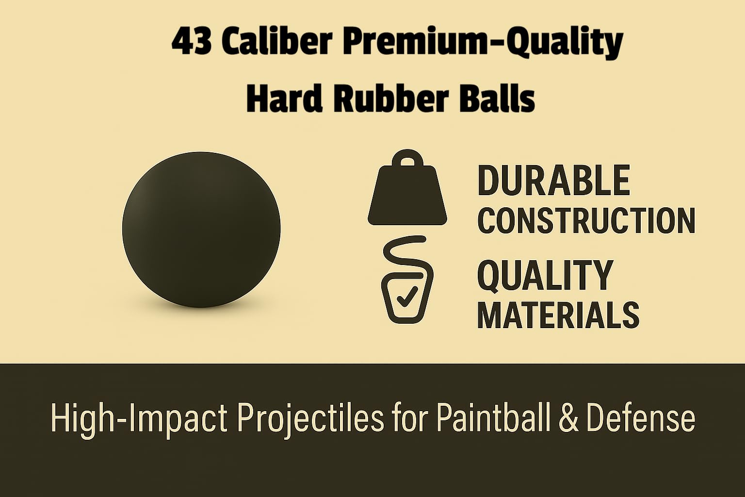 100 x Hard Rubber Balls Paintballs Reballs Powerballs 43 Cal. T4E RAM Gomma Palline M2 Calibro