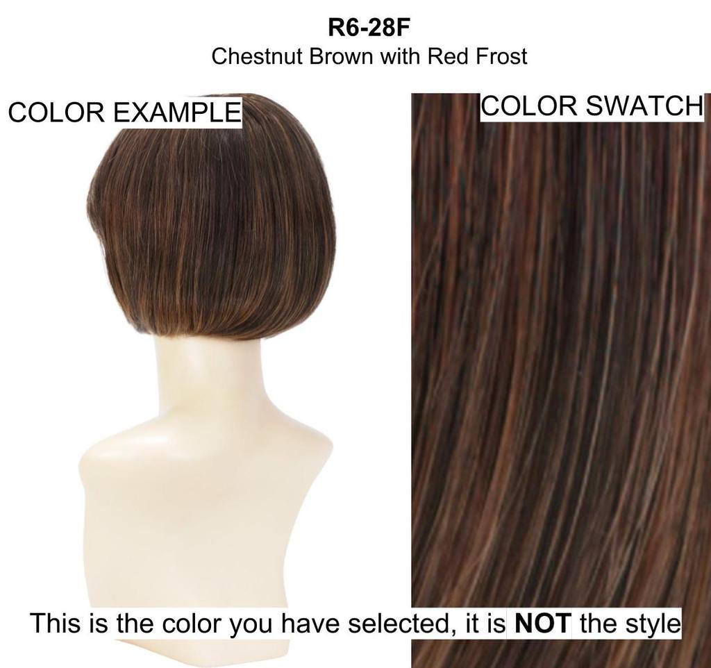 Bundle - 5 item: Jones Wig by Estetica, Christy's Wigs Q & A Booklet, 2oz Travel Size Wig Shampoo, Wig Cap & Wide Tooth Comb - Color: R6/28F