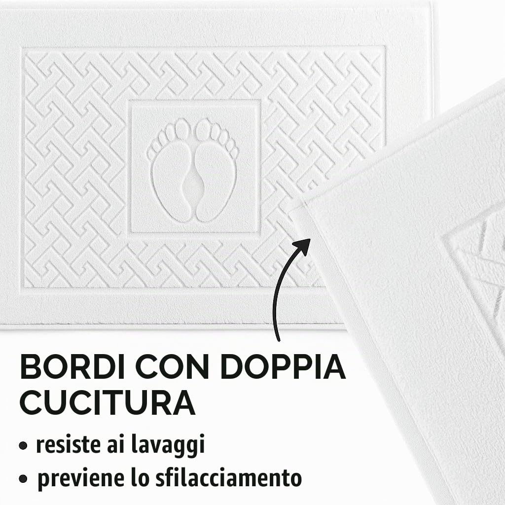Tappeto Bagno in 100% Cotone Turco Set 6 Pezzi, Tappetino Bagno Stile Hotel Assorbente, Tappeto Doccia Lavabile ad Asciugatura Rapida, Morbido Tappeto per Bagno Vasca e Camera Ospiti 50x70 cm