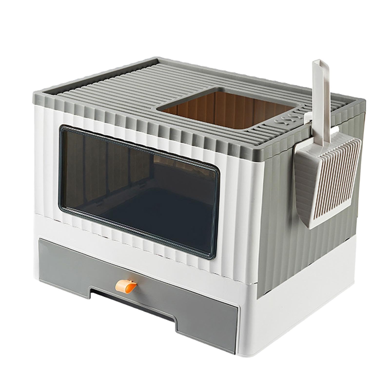 Caja de Arena para Gatos Completamente Cerrada con Tapa Bandeja Desmontable Diseño Plegable Evita Salpicaduras Fabricada en PP Adecuada para Mascotas