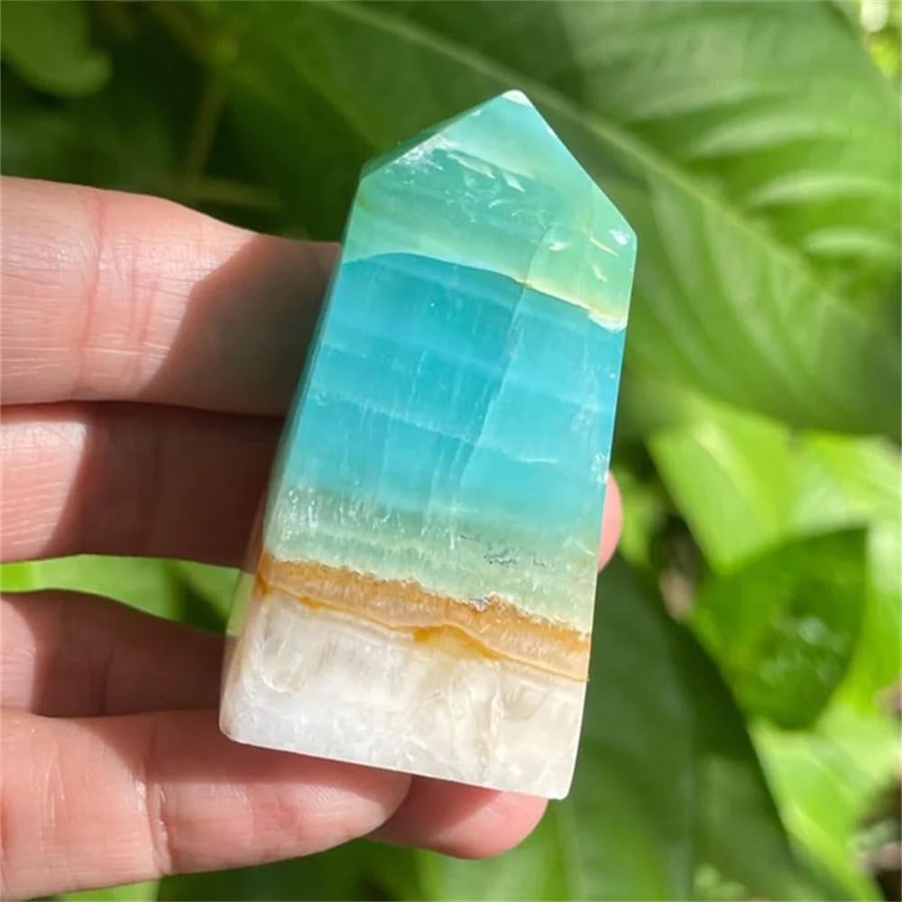 YLQUXEUV 1pc 50-100g Caribbean Calcite Tower - Hemimorphite Crystal with Irregular Hole
