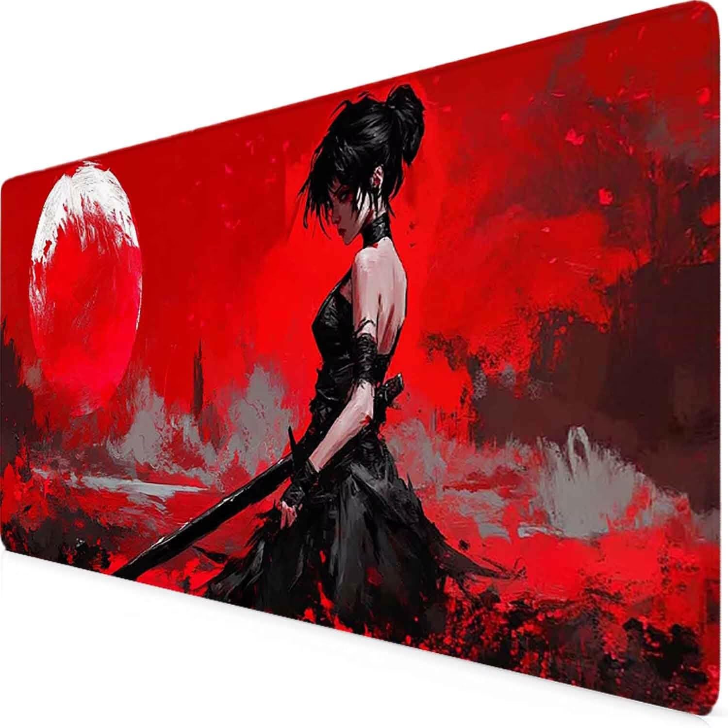 Czerwona podkładka pod mysz kreskówka XXL podkładka pod mysz 1200 x 600 mm podkładka pod mysz ze zszytymi krawędziami i antypoślizgową gumową podstawą podkładka pod mysz XXL do komputera, laptopa